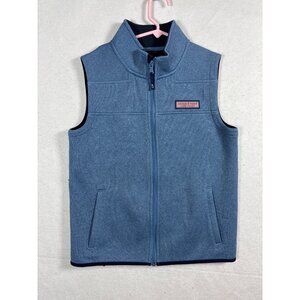 Vineyard Vines Boys Blue Fleece Vest Size M 12-14 Polyester Zip-Up Sleeveless